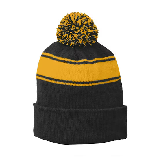 Sport-Tek Stripe Pom Pom Beanie