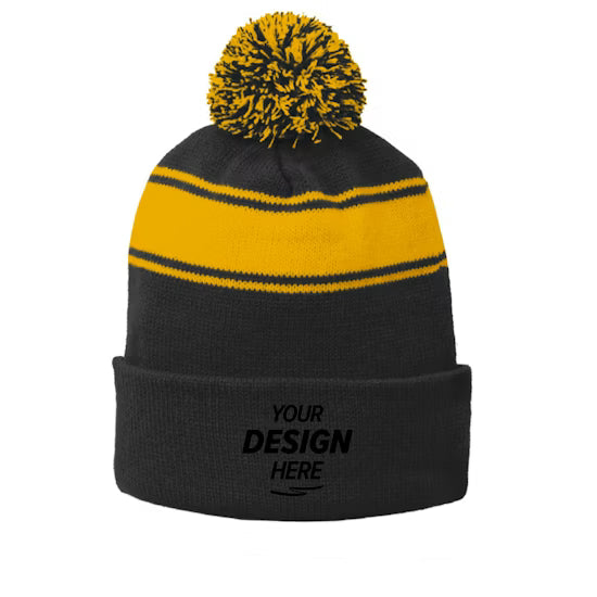 Sport-Tek Stripe Pom Pom Beanie