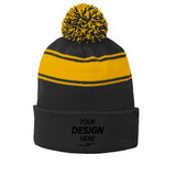 Sport-Tek Stripe Pom Pom Beanie