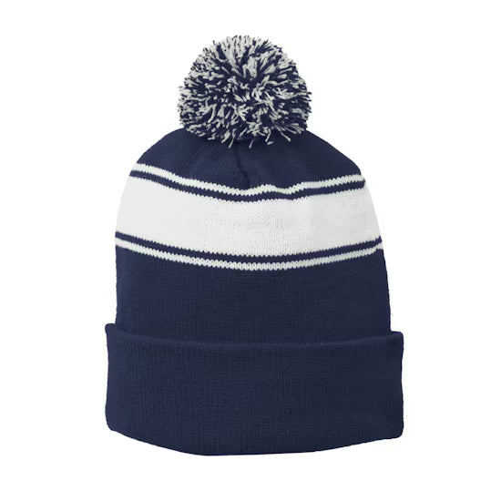 Sport-Tek Stripe Pom Pom Beanie