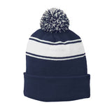 Sport-Tek Stripe Pom Pom Beanie
