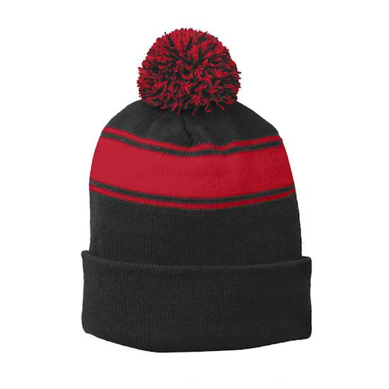 Sport-Tek Stripe Pom Pom Beanie