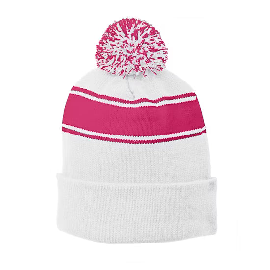 Sport-Tek Stripe Pom Pom Beanie