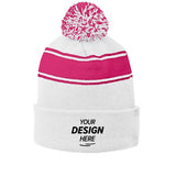 Sport-Tek Stripe Pom Pom Beanie