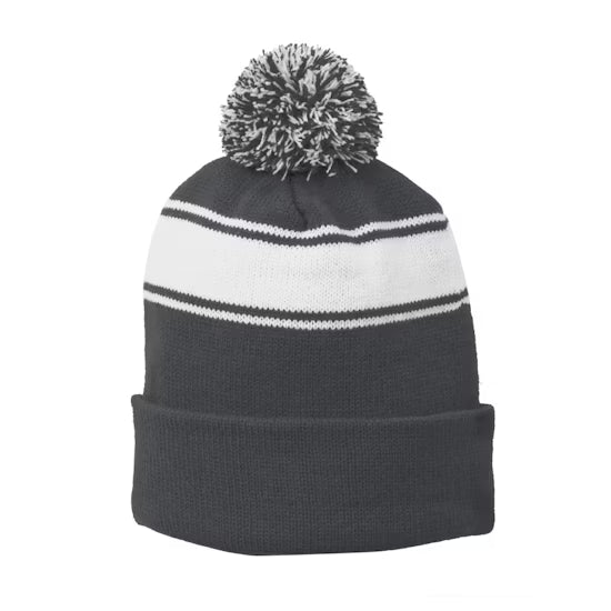 Sport-Tek Stripe Pom Pom Beanie