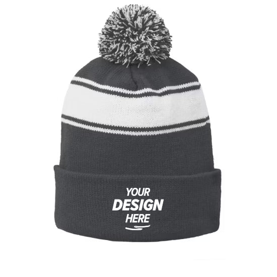 Sport-Tek Stripe Pom Pom Beanie