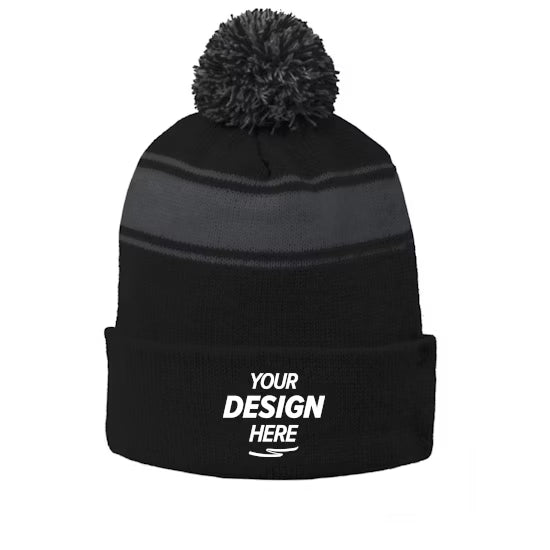 Sport-Tek Stripe Pom Pom Beanie